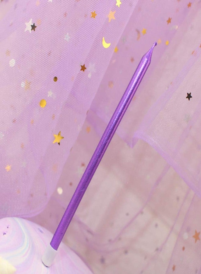 XNOVA 12 Count Long Thin Purple Birthday Cake Candles in Holders for Birthday Wedding Party Cupcake Decorations Tall Candle - Image 4